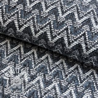 Tissu maille tricot jacquard Comfilia Zigzag wavy blue