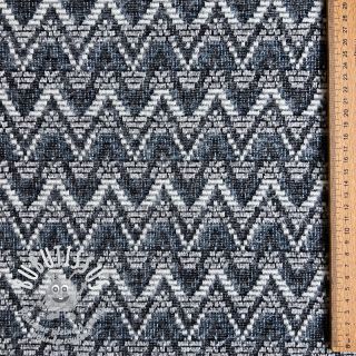 Tissu maille tricot jacquard Comfilia Zigzag wavy blue