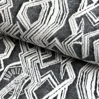 Tissu maille tricot jacquard Comfy Broken checks black