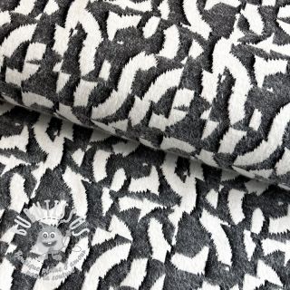 Tissu maille tricot jacquard Comfy Collage shapes grey