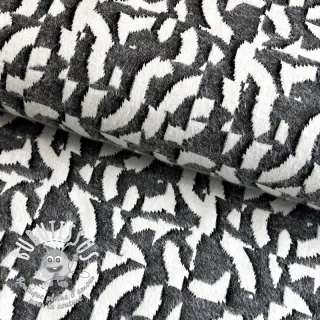 Tissu maille tricot jacquard Comfy Collage shapes grey