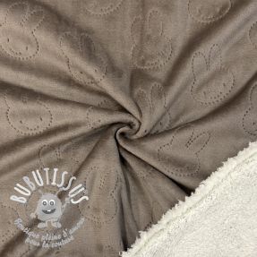Tissu velours jersey TEDDY Bunny taupe