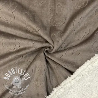 Tissu velours jersey TEDDY Bunny taupe