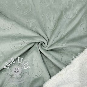 Tissu velours jersey TEDDY Bunny old green