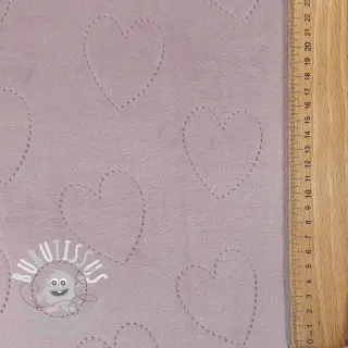 Tissu velours jersey TEDDY Hearts old pink