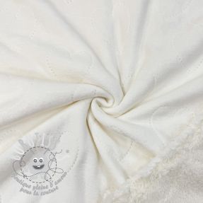 Tissu velours jersey TEDDY Hearts off white