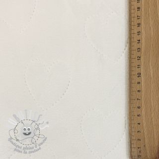 Tissu velours jersey TEDDY Hearts off white