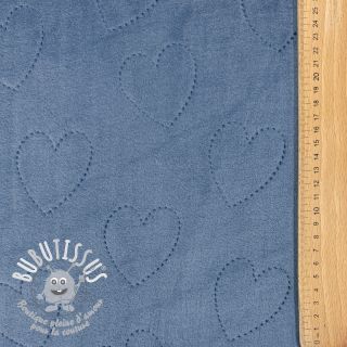 Tissu velours jersey TEDDY Hearts jeans