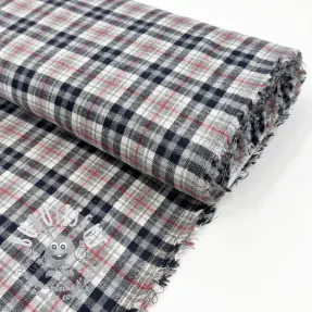 Scottish Check YARN DYED BRUSHED navy ecru red