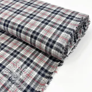 Scottish Check YARN DYED BRUSHED navy ecru red