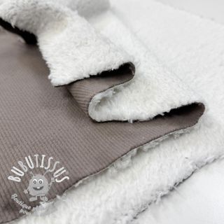 Tissu velours jersey TEDDY taupe