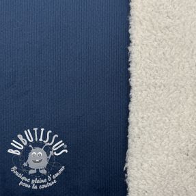 Tissu velours jersey TEDDY old blue