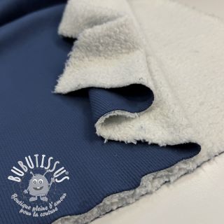Tissu velours jersey TEDDY old blue
