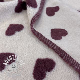 Tissu de manteau TEDDY JACQUARD Hearts rouge