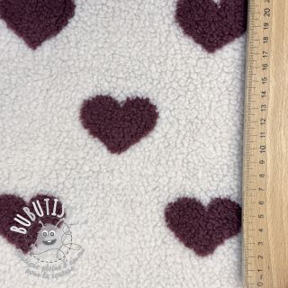 Tissu de manteau TEDDY JACQUARD Hearts rouge
