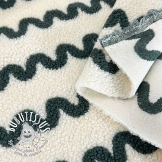 Tissu de manteau TEDDY JACQUARD Waves army green
