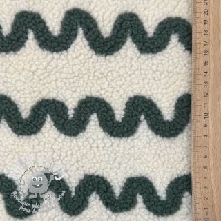 Tissu de manteau TEDDY JACQUARD Waves army green