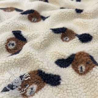 Tissu de manteau TEDDY JACQUARD Dogs brown