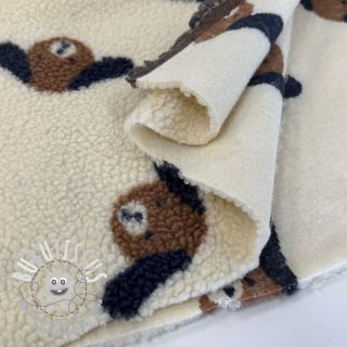Tissu de manteau TEDDY JACQUARD Dogs brown