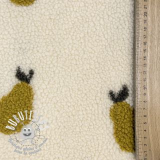 Tissu de manteau TEDDY JACQUARD Pears old lime