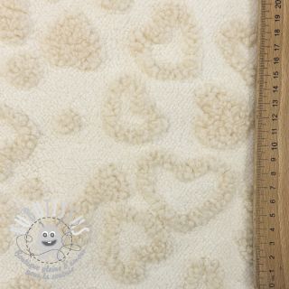 Tissu de manteau TEDDY Hearts off white