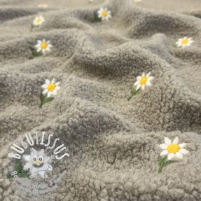 Tissu de manteau TEDDY EMBROIDERY Flowers pebble