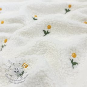 Tissu de manteau TEDDY EMBROIDERY Flowers off white
