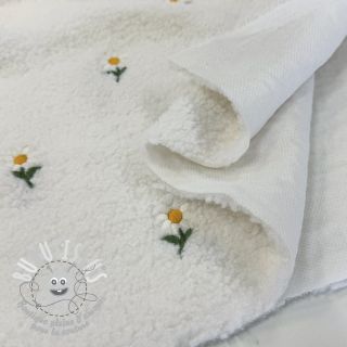 Tissu de manteau TEDDY EMBROIDERY Flowers off white