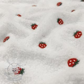 Tissu de manteau TEDDY EMBROIDERY Strawberries off white