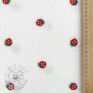 Tissu de manteau TEDDY EMBROIDERY Strawberries off white