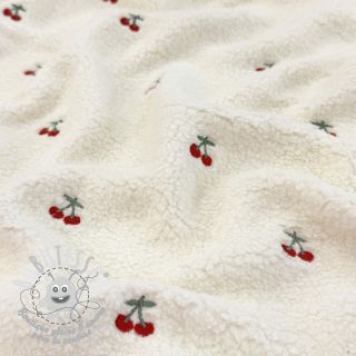 Tissu de manteau TEDDY EMBROIDERY Cherries