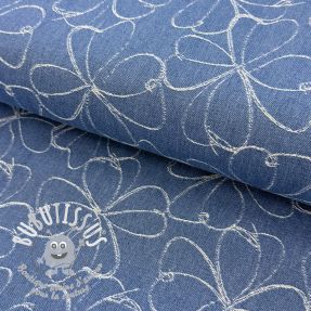 JEANS DENIM JACQUARD Flowers indigo