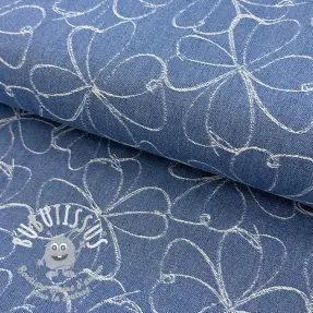 JEANS DENIM JACQUARD Flowers indigo
