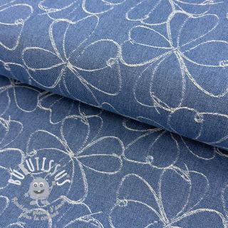 JEANS DENIM JACQUARD Flowers indigo