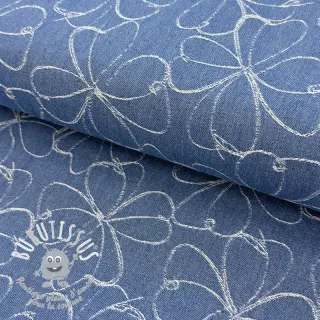 JEANS DENIM JACQUARD Flowers indigo