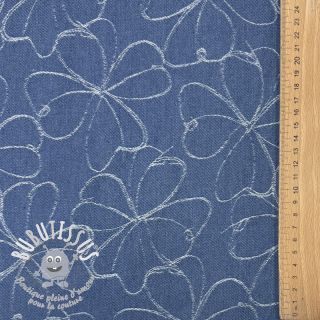 JEANS DENIM JACQUARD Flowers indigo