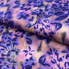 Tissu coton SATIN Purple flowers digital print