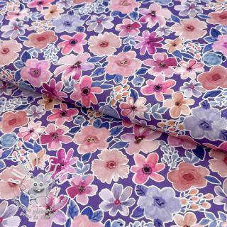 Tissu coton Significant flowers purple digital print