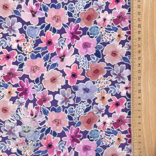 Tissu coton Significant flowers purple digital print