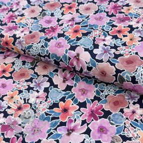 Tissu coton Significant flowers navy digital print
