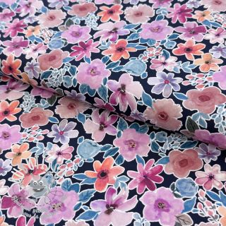 Tissu coton Significant flowers navy digital print