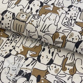 Tissu déco Linenlook Dogs natural