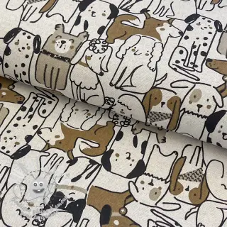 Tissu déco Linenlook Dogs natural