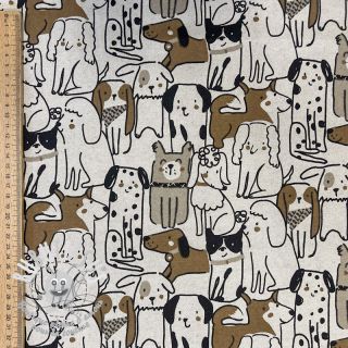 Tissu déco Linenlook Dogs natural