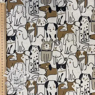 Tissu déco Linenlook Dogs natural