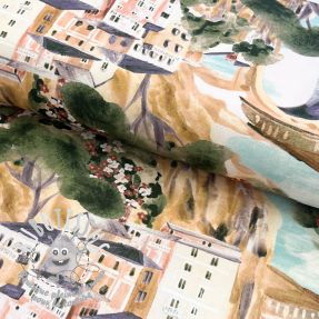 Tissu déco Houses ecru digital print