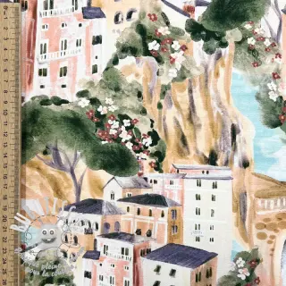 Tissu déco Houses ecru digital print