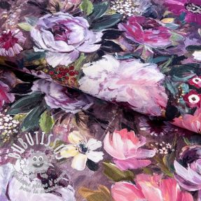 Tissu déco Oil painting flowers mauve digital print