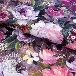 Tissu déco Oil painting flowers mauve digital print