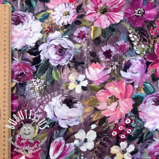 Tissu déco Oil painting flowers mauve digital print